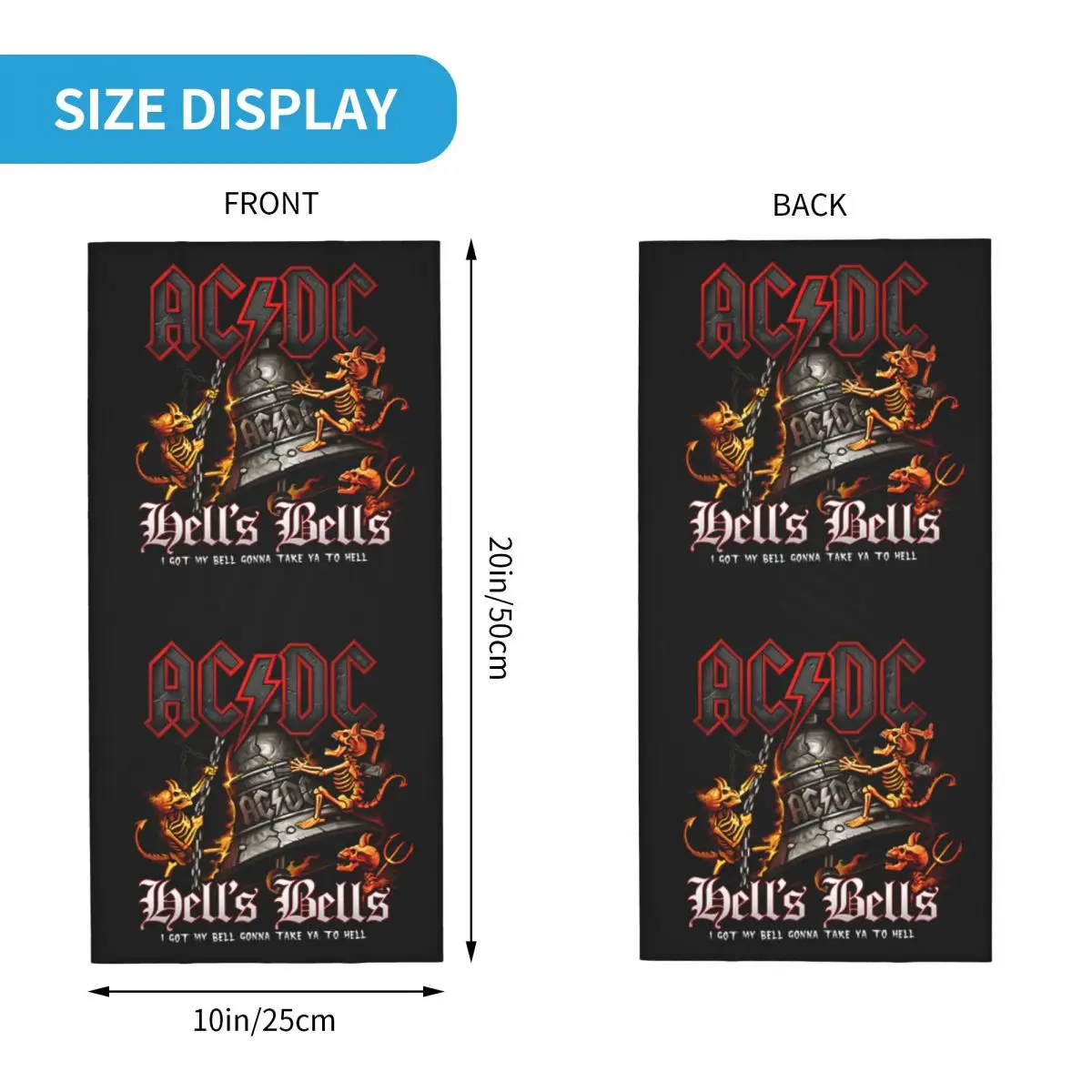 AC DC Hells Bells Winter Headband Neck Warmer Men Women Ski Hunting Tube Scarf Rock Heavy Metal Face Bandana Gaiter bandana scarf bandana neck warmer fleece neck warmer hunting scarf hiking scarves hiking scarf