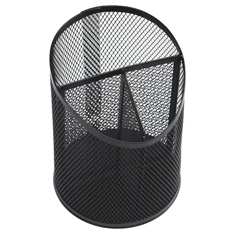 Bevel Pencil Holder Office Desk Metal Mesh Square Pen Pot Cup Case Container Organiser Durable Pencil Case Black Silver pen holder desk organizer pen and brush holder