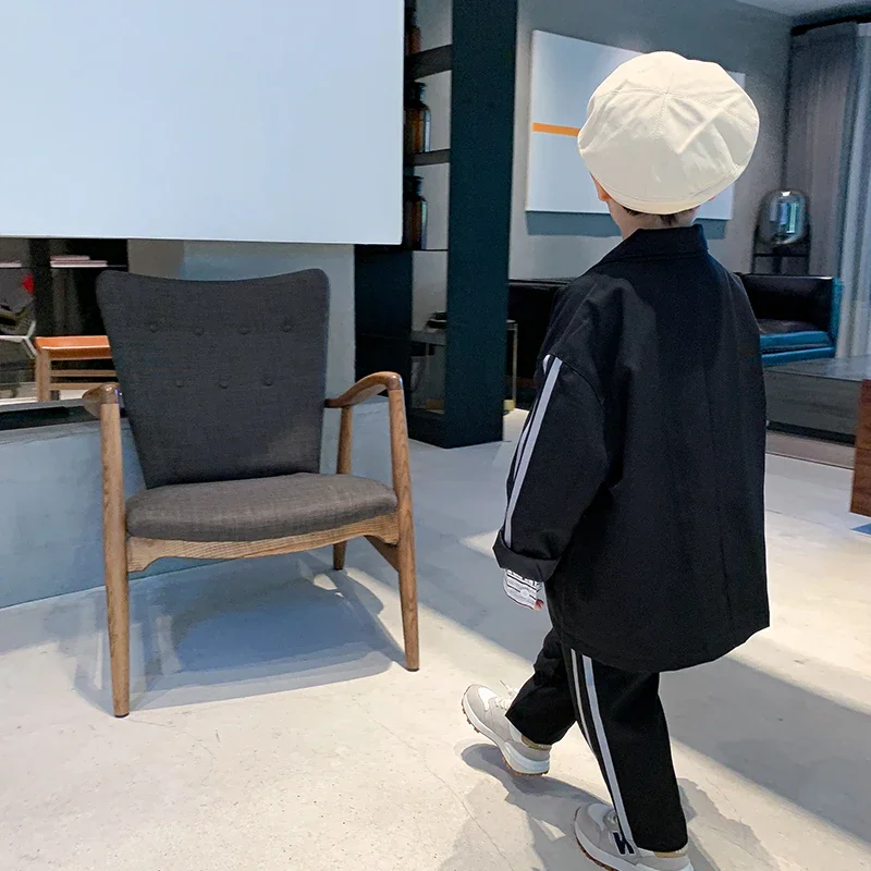 Children's Dress Suit Boy's Suit Two Pieces Children British Style Little Host Costume Performance Clothes Spring Clothing