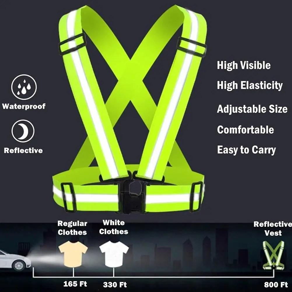 High Visibility Reflective Vest Reflective Straps Night Running Cycling Clothing Vest Adjustable Safety Riding Equipment
