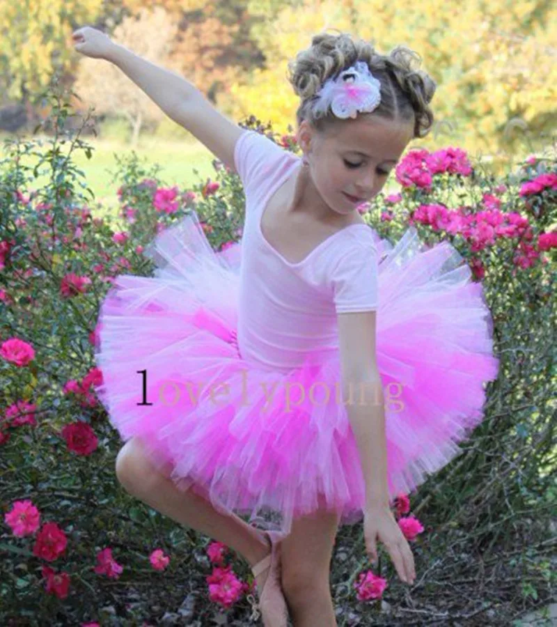 Girls Ballet Tutu Skirt Dance Tutu Skirt Fluffy Ball Gown Pink and white Color as picture