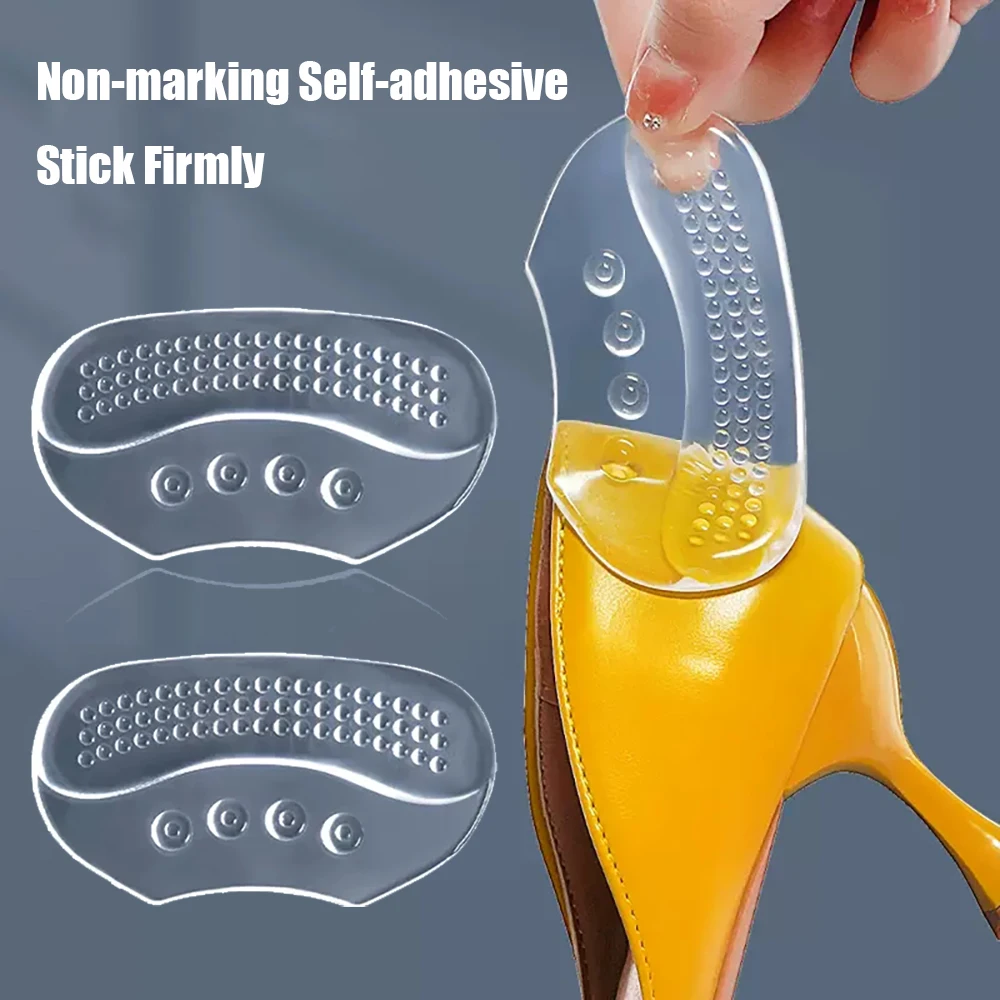 2pcs Silicone Heel Cushion Pads for Shoes Women Antiwear Foot Pad Non-Slip Heel Protector Sticker Shoe Adjustable Size Inserts