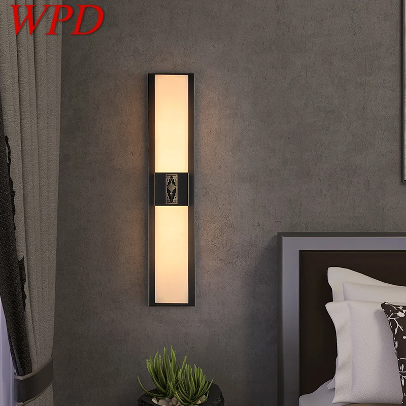 

WPD Brass Wall Light LED Modern Luxury Marble Sconces Fixture Indoor Decor for Home Bedroom Living Room Corridor