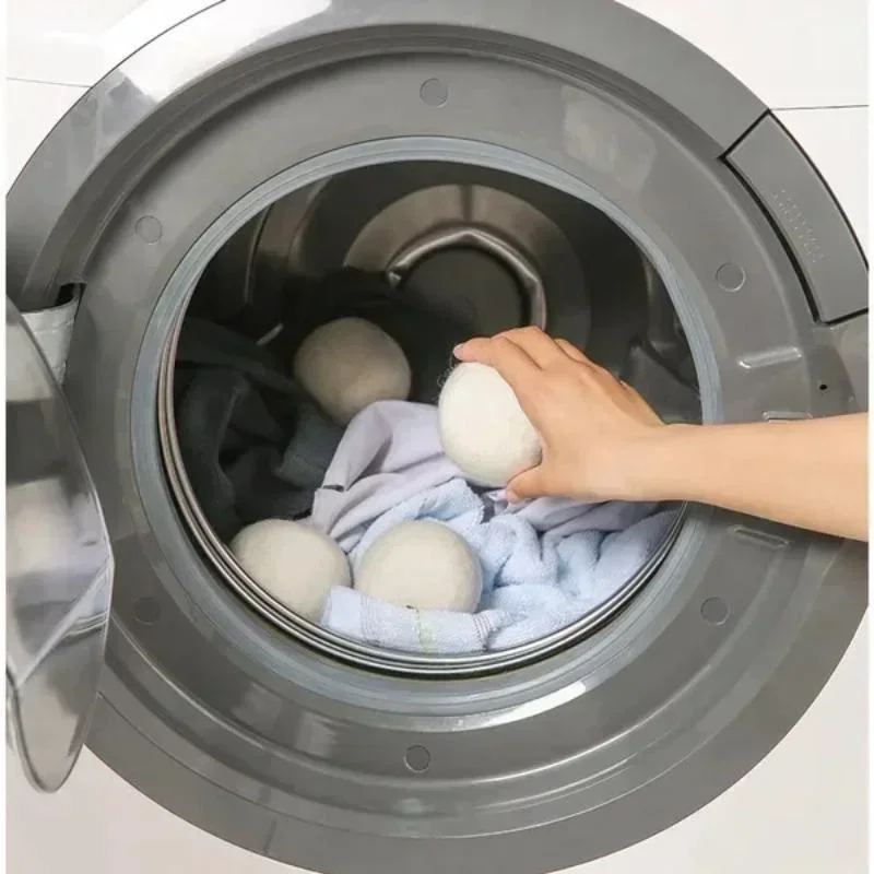 6cm Reusable Wool Dryer Balls Natural Fabric Softener Household Clothes Dryer Washer Anti-winding Cleaning Tools 2