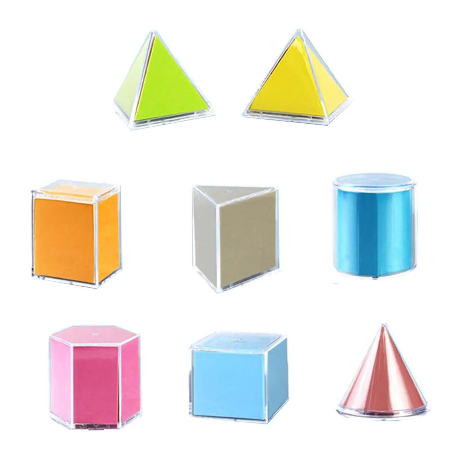 8Pcs Geometric Shape Blocks Educational Toy Math Learning Material for Children Teacher Supplies Math Helper Preschool Ages 3+
