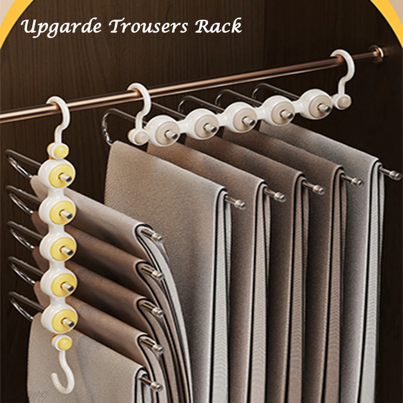 

5 In 1 Magic Trouser Rack Hangers Stainless Steel Folding Pant Rack Tie Hanger Shelves Bedroom Closet Organizer Wardrobe Storage