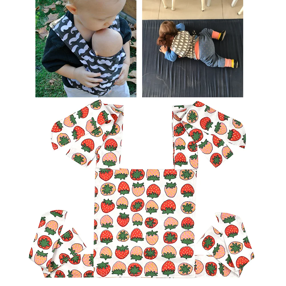 Children's Sling Cotton Baby Toy Cartoon Red Strawberry Pattern Shoulder Sling Baby Carrier