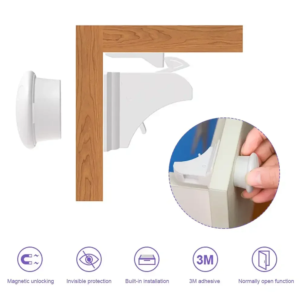 Magnetic Cabinet Door Lock Children Protection Baby Safety Lock Drawer Latch Cabinet Door Limiter Children Security Locks