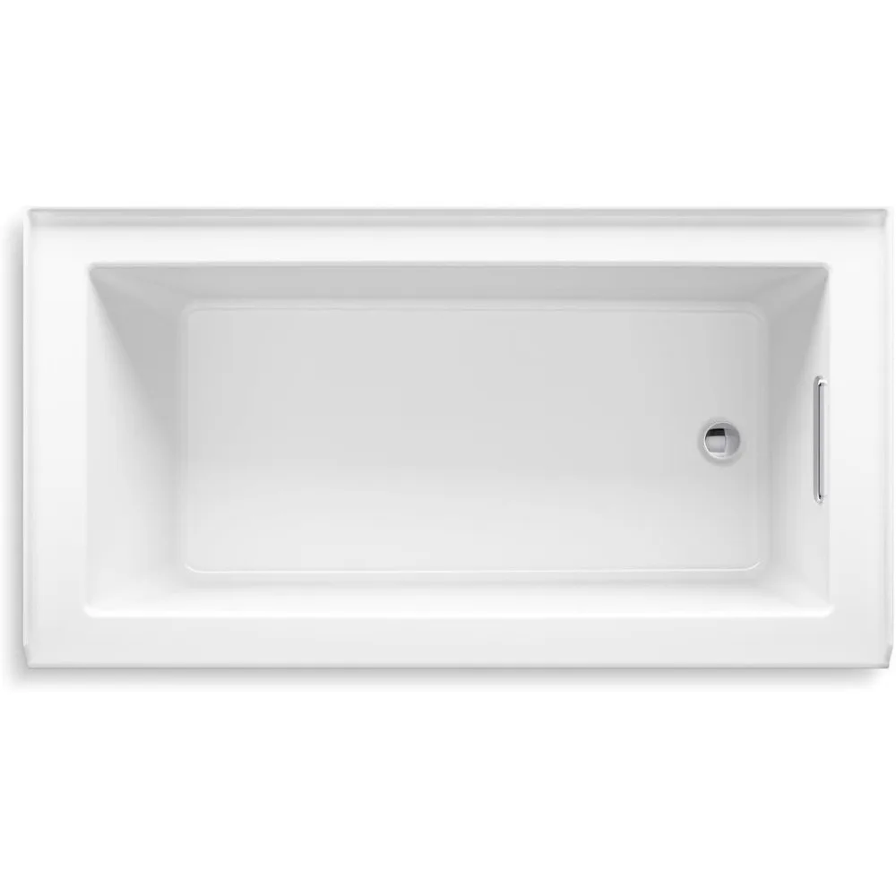 K-1957-RA-0 60x32" Alcove Bath, White, Integral Flange, Right-Hand Drain, Modern Bathroom Design