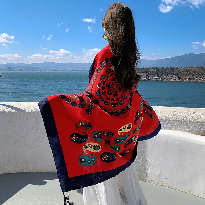 Desert grassland vacation photography windproof scarf ethnic style shawl can be worn as an external scarf