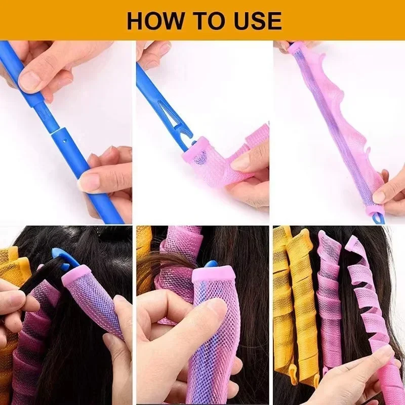 Heatless Spiral Magic Hair Curlers Styling Kit