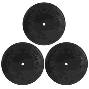 3 Pcs Vinyl Record Decoration Blank Records Interior Adornments Home Bar Supplies Vintage Aesthetic Wall Retro Fake Gift