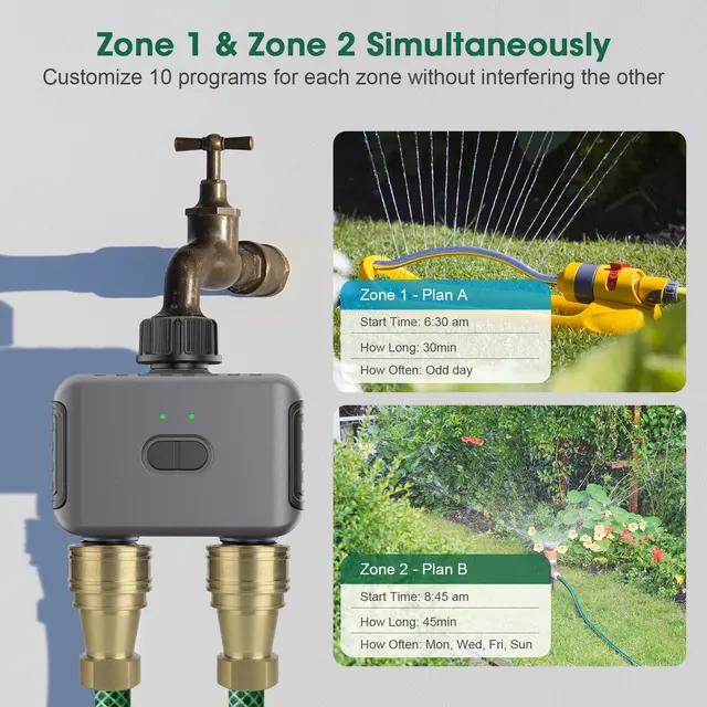 Zigbee/Wifi Automatic Water Timer with Gateway Dual Hose Garden Irrigation Watering System Sprinkler Programmer support Alexa 3