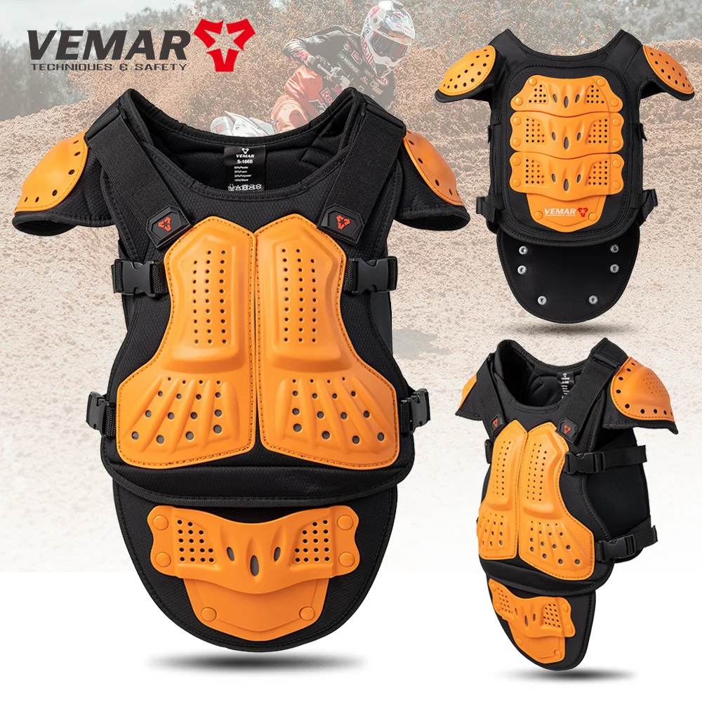 VEMAR Children Motorcycle Riding Armor Kids Balance-bike Bicycle Motorbike Body Armor Vest Kid Motocross Back Chest Protector