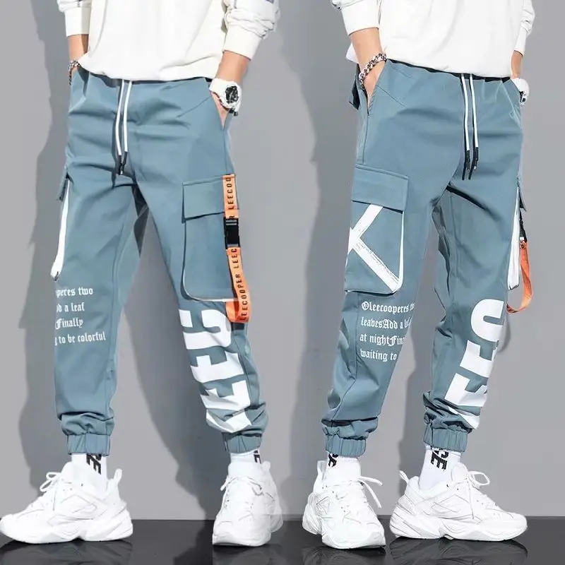 Pantalones Cargo de Hip Hop para hombre y mujer, ropa de calle de