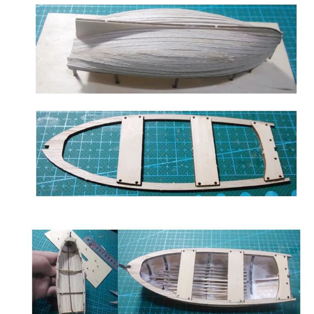 In Stock 1/24 Wooden Boat 138mm 208mm Canoe Life Raft DIY Handmade Kit Boat Type Toys 6