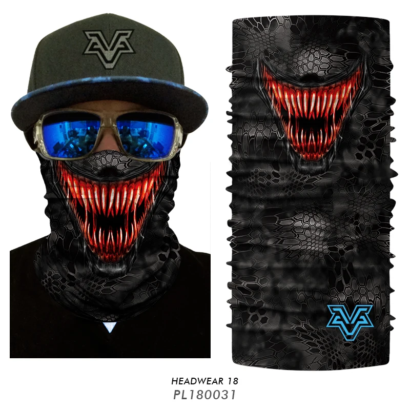 3D Seamless Multifunction Magic Comic Characters Tubular Skull Shield Face Guard Headband Bandana Headwear Ring Head Scarf Men 