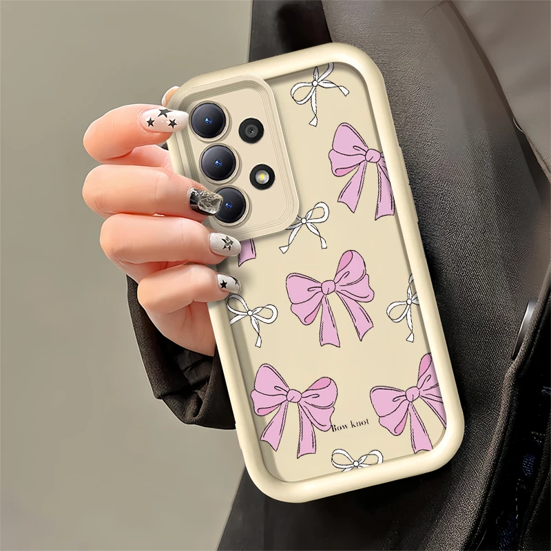 Chic Pink Bow Silicone Phone Case - Cute Korea-Inspired Anti-Drop Cover