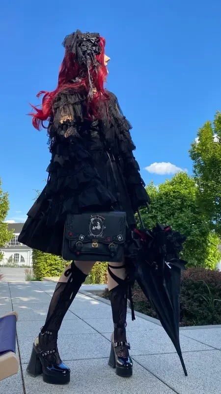 Lolita Kurze Schal Mantel Frauen Süße Kawaii Spitze Mesh Vorne Offen Poncho Gothic Mädchen Retro Nette Prinzessin Capes Oberbekleidung – Detail 1