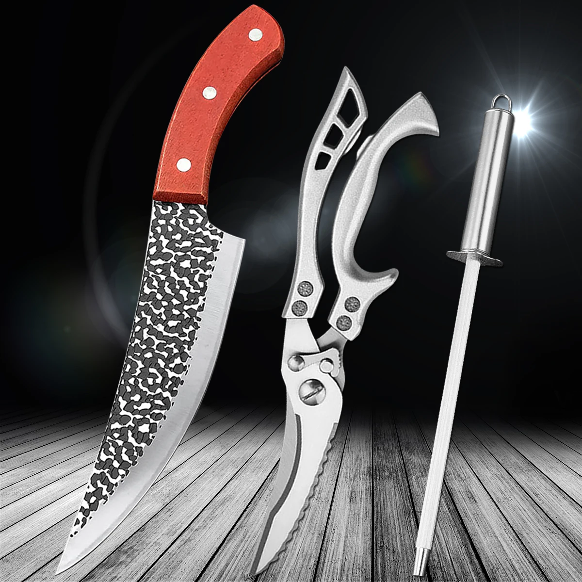 

Handmade Forged 5Cr15Mov Steel Boning Knife Cleaver Knife Professional Butcher Knives Kitchen Scissors Chicken Bone Shears
