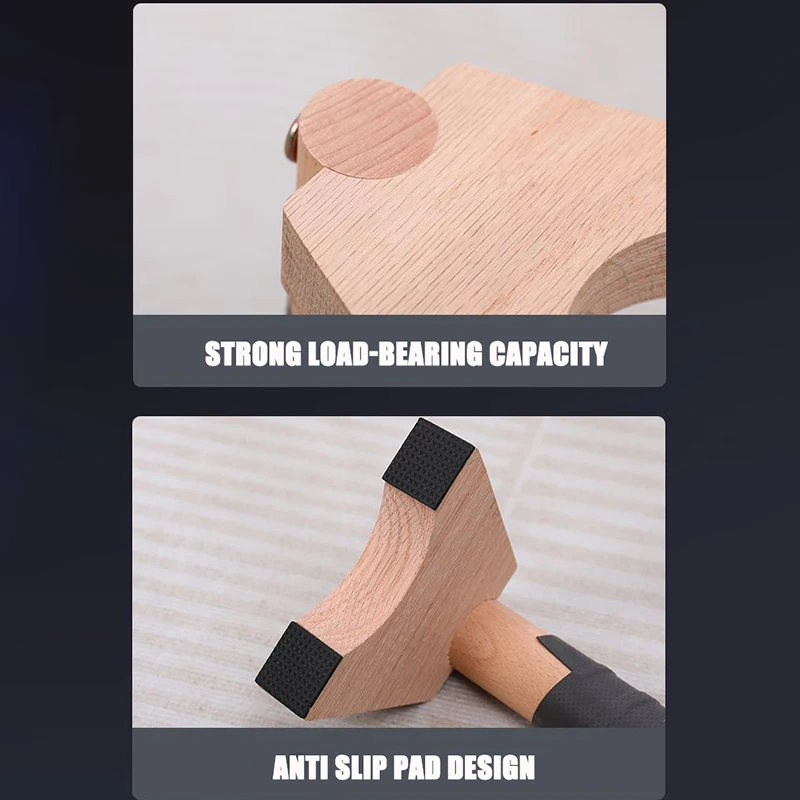 Wooden Push-up Stand Push Ups Rack Non Slip Parallel Rod Heavy Duty Push Up Grip Handle Push-up Bracket for Floor Workouts 1Pair