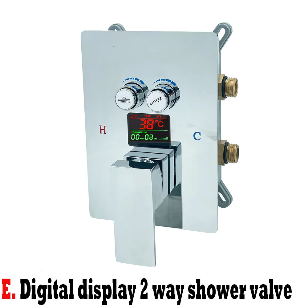 In Wall Thermostatic Shower Valve LED Temperature Digital Display Concealed Shower Mixing Valve Faucet HW-9812