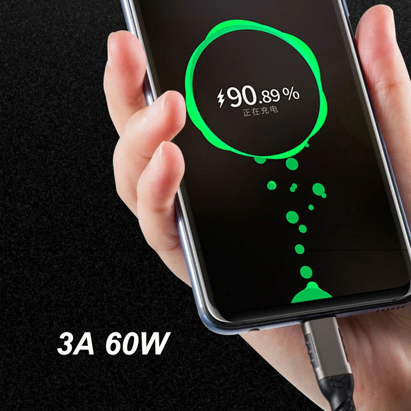 USB3.2 10Gbps 케이블 USB A-Type-C 데이터 전송 USB C SSD 하드 디스크 케이블 3A 60W 빠른 충전 3.0 안드로이드 용 충전 케이블