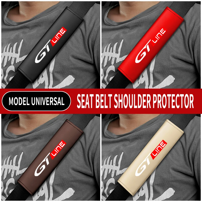 1PC Leather Car Seat Belt Shoulder Protector Cover Safety Belt Padding Pad For Peugeot GT Line 3008 4008 5008 2008 307 306 408