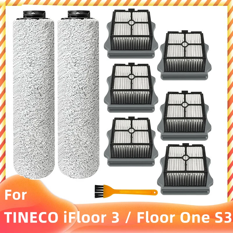 For TINECO iFloor 3 / Floor One S3 Cordless Wet Dry Floor Washer Handheld Vacuum Soft Roller Brush Hepa Filter Spare Accessories side brush for eureka ner600 turbo brushes robot vacuum cleaner handheld cordless vac spare parts replacement accessories