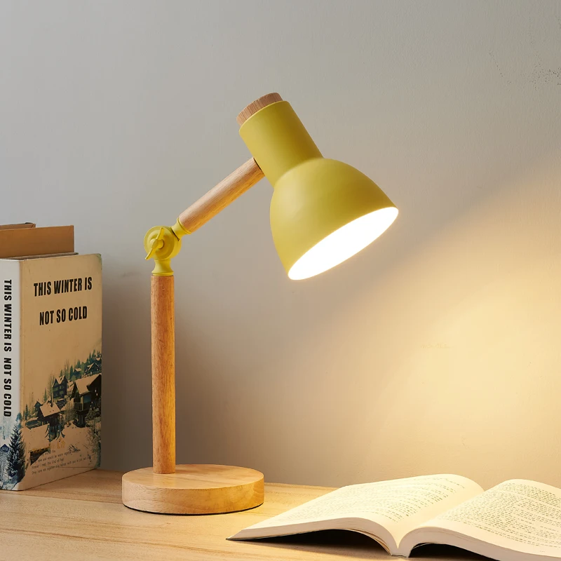 Nordic Wooden Art LED Table Lamp – Eye-Caring Bedside & Desk Light