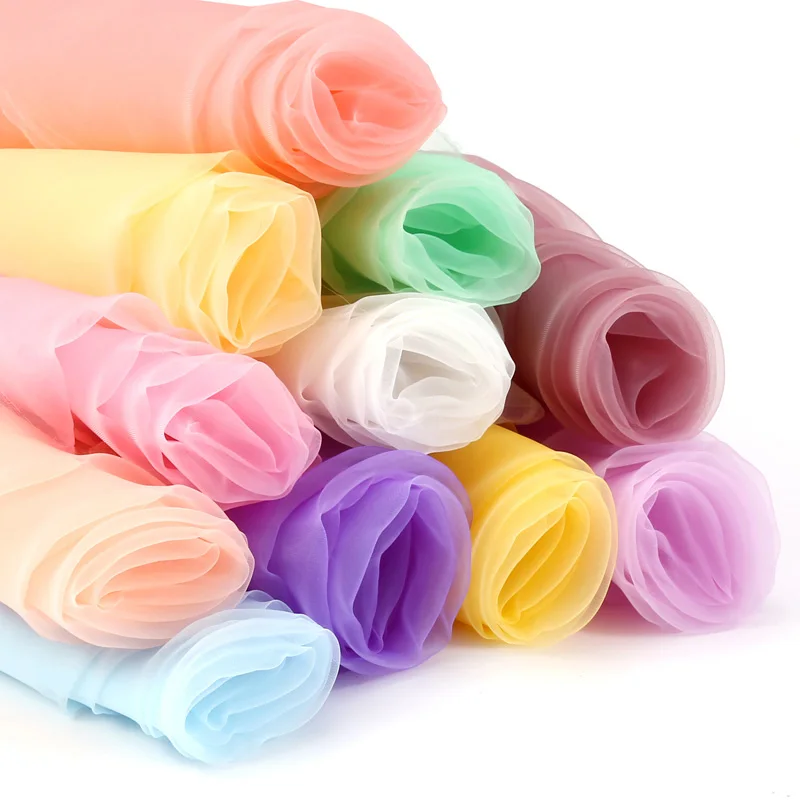 5 메터/몫 부드러운 모기장 거즈 Organza 패브릭 솔리드 컬러 커튼 메쉬 지상 Tulle 롤 웨딩 장식