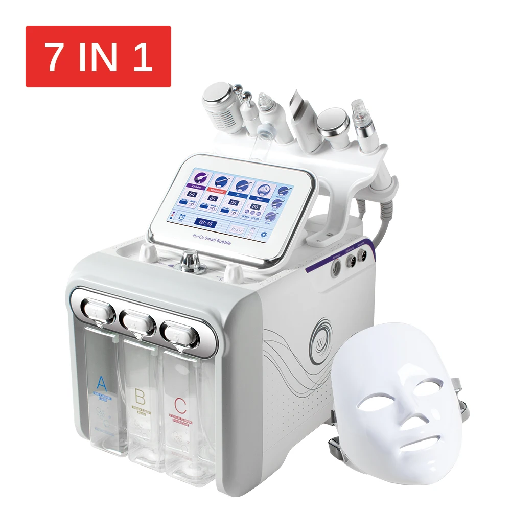 

7 IN 1 Hydrogen Oxygen Small Bubble Facial Machine Jet Peel Hydrafacial Photon Hydra Dermabrasion RF Bio-Lifting Hydrolifting