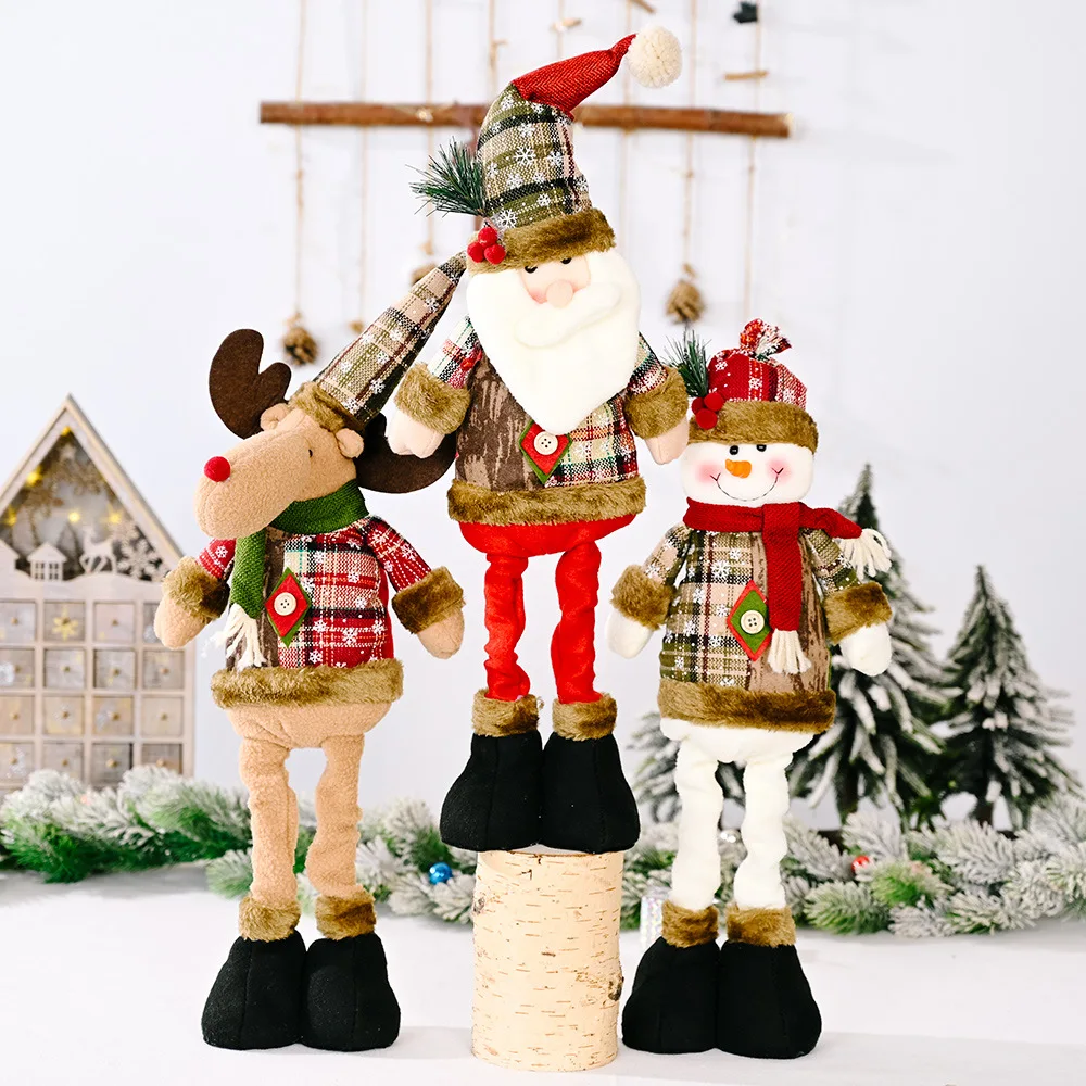 Weihnachtspuppen Baumdekor Neujahrsschmuck Rentier Schneemann Weihnachtsmann Stehende Puppe Frohe Weihnachtsdekoration_voghion.com