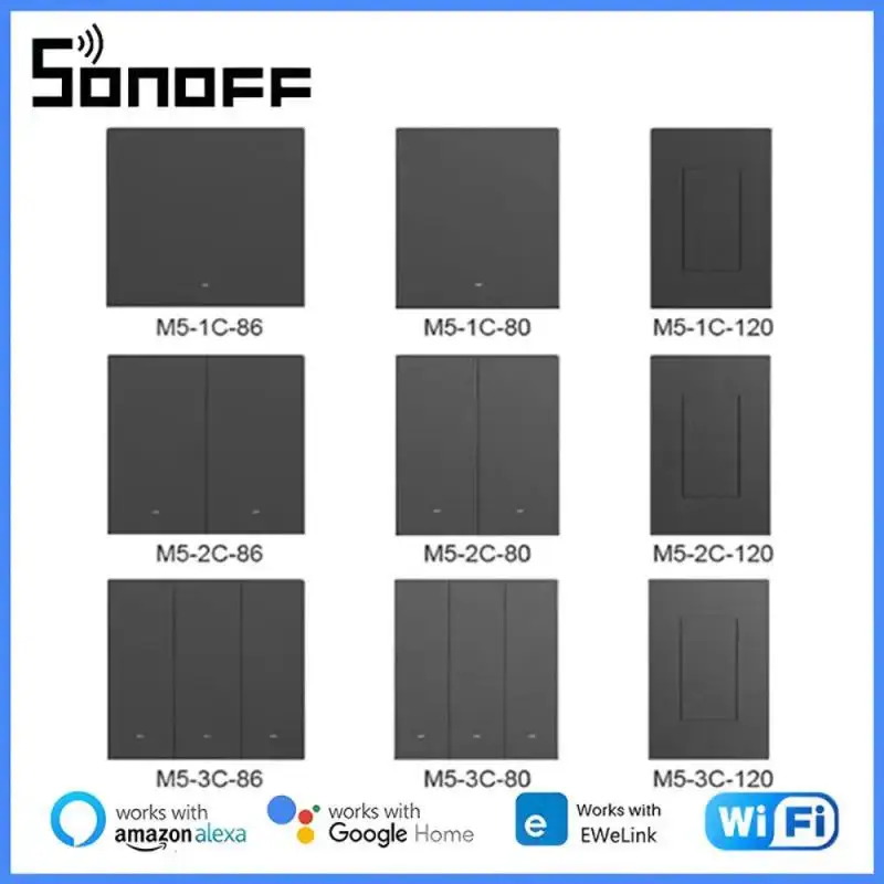 

Умный выключатель SONOFF M5 SwitchMan с поддержкой Wi-Fi, 80/86/120, тип 1/2/3, евро/США