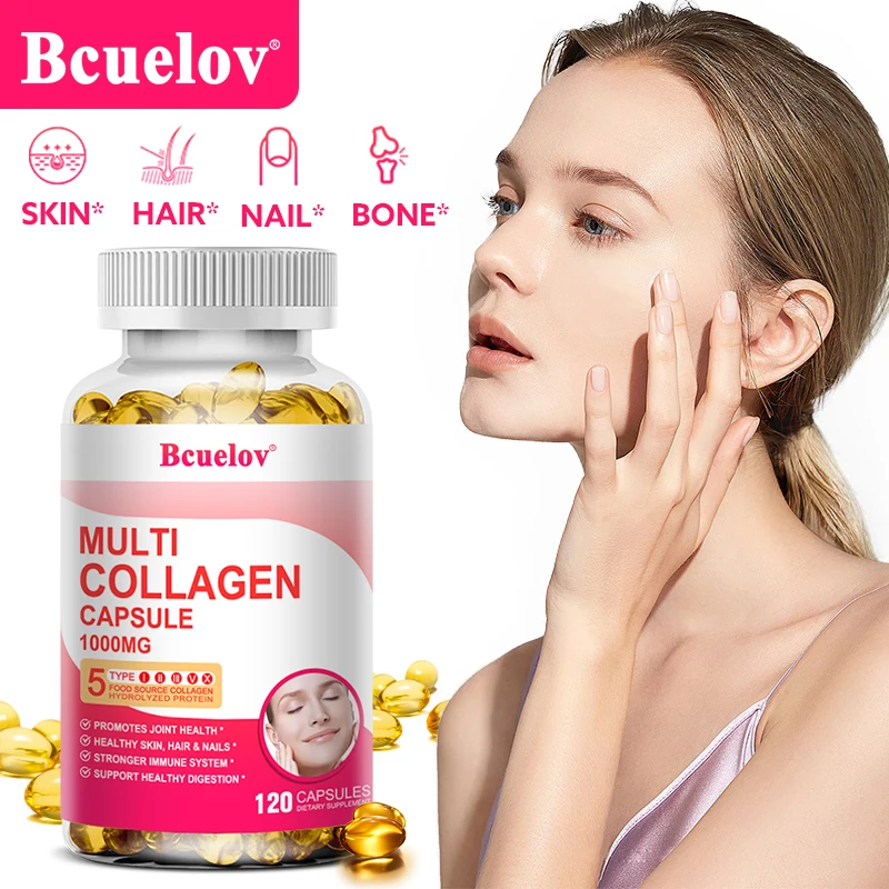 

Bcuelov Collagen Supplements Non-GMO supplement for healthy nails and skin, hair growth