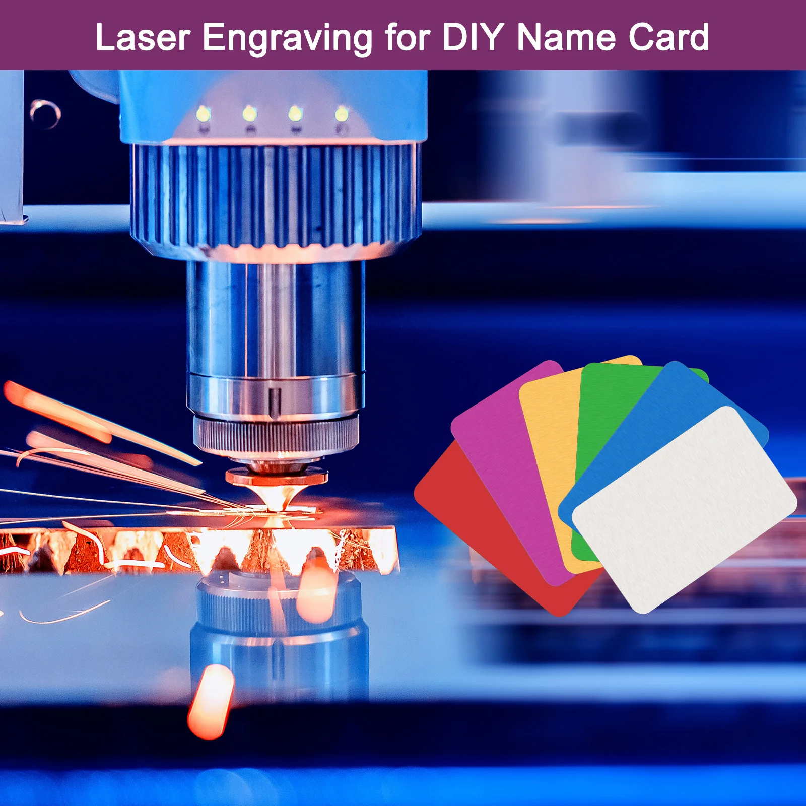 Metal Nameplate Business Name Cards Multicolor Aluminum Metal Sheet Laser Engraving Testing Material For DIY Name Card 50/100Pcs business cards