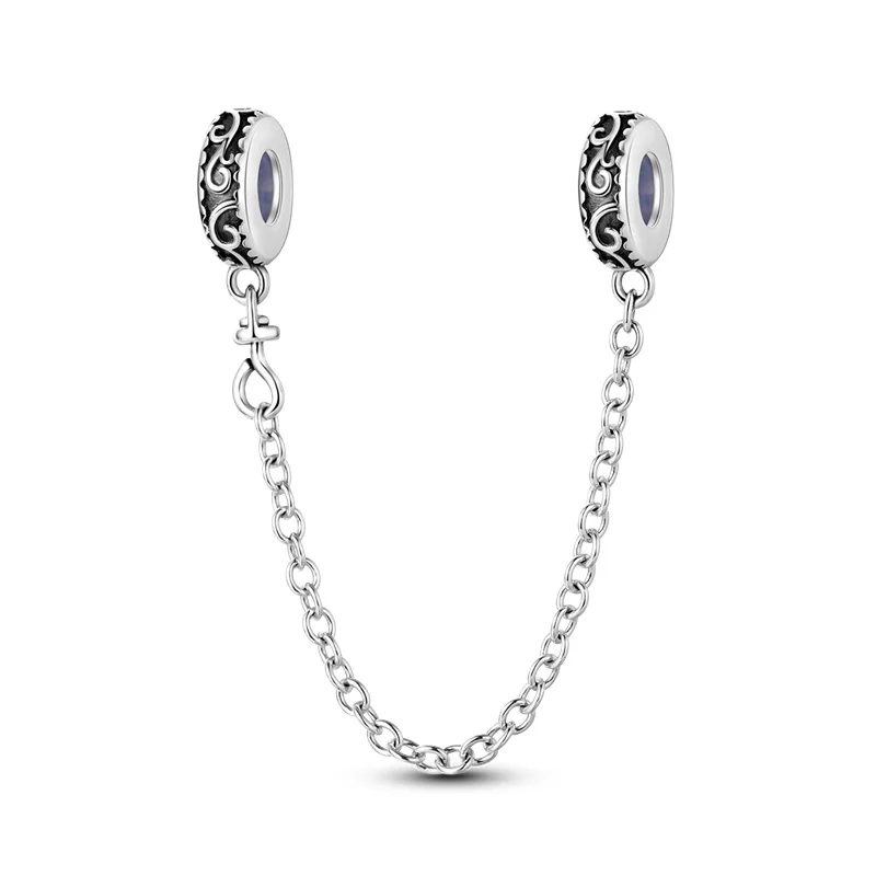 Sicherheitskette aus 925er-Sterlingsilber mit farbigem Zirkon, Abstandsperlen, passend für Pan-Original-Armbänder, DIY-Jubiläum, Geburtstag – Detail 37