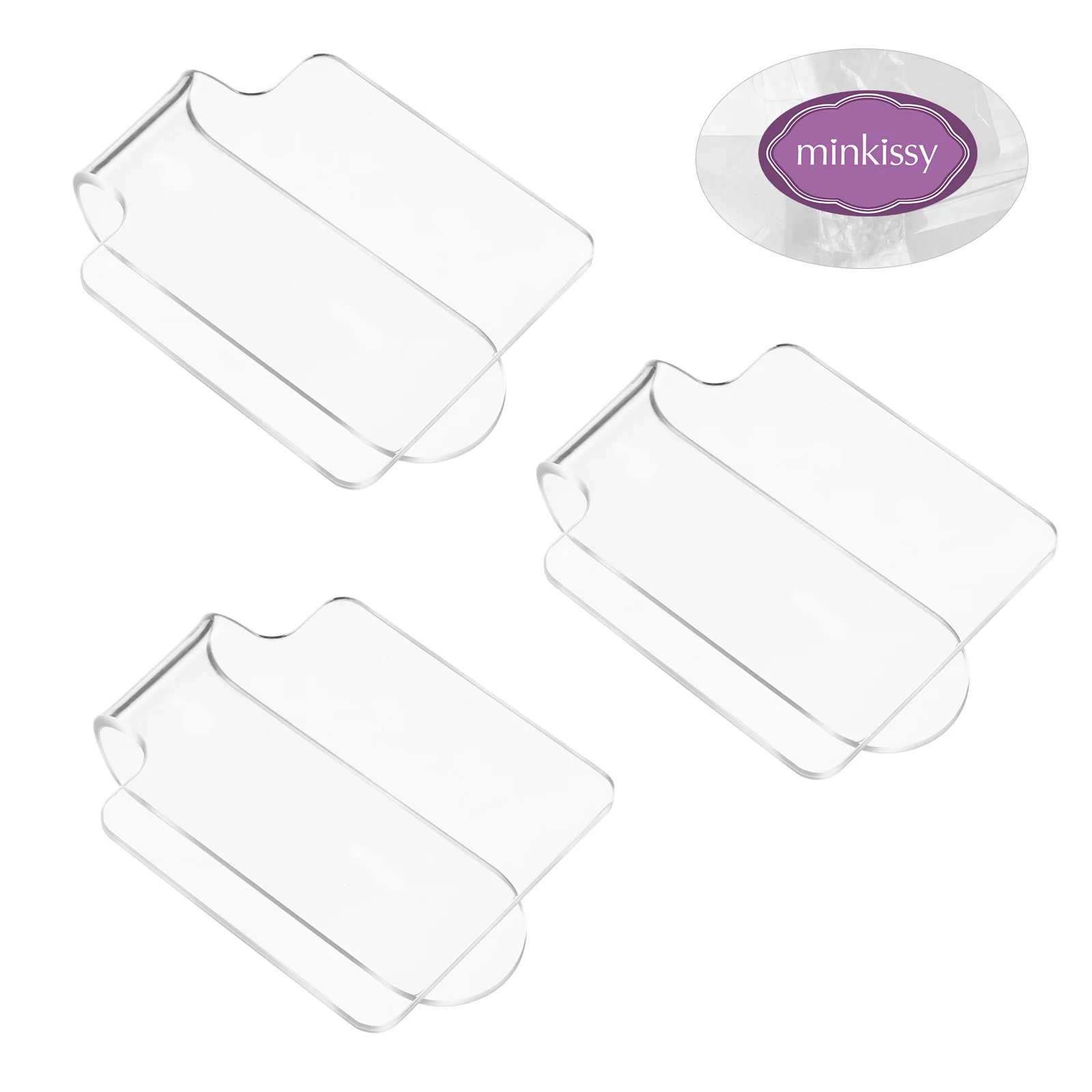3pcs MinkissyAcrylic Makeup Mixing Tray Clear Hand-held for Cosmetics Nail