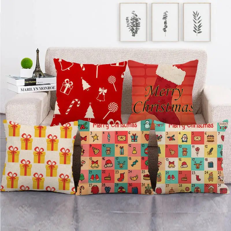 

Cartoon Geometry Pillowcase Merry Christmas Pillow Cover Alphabet 2023 New Xmas Cushion Case 45x45 Office Chair Bedroom B0396G