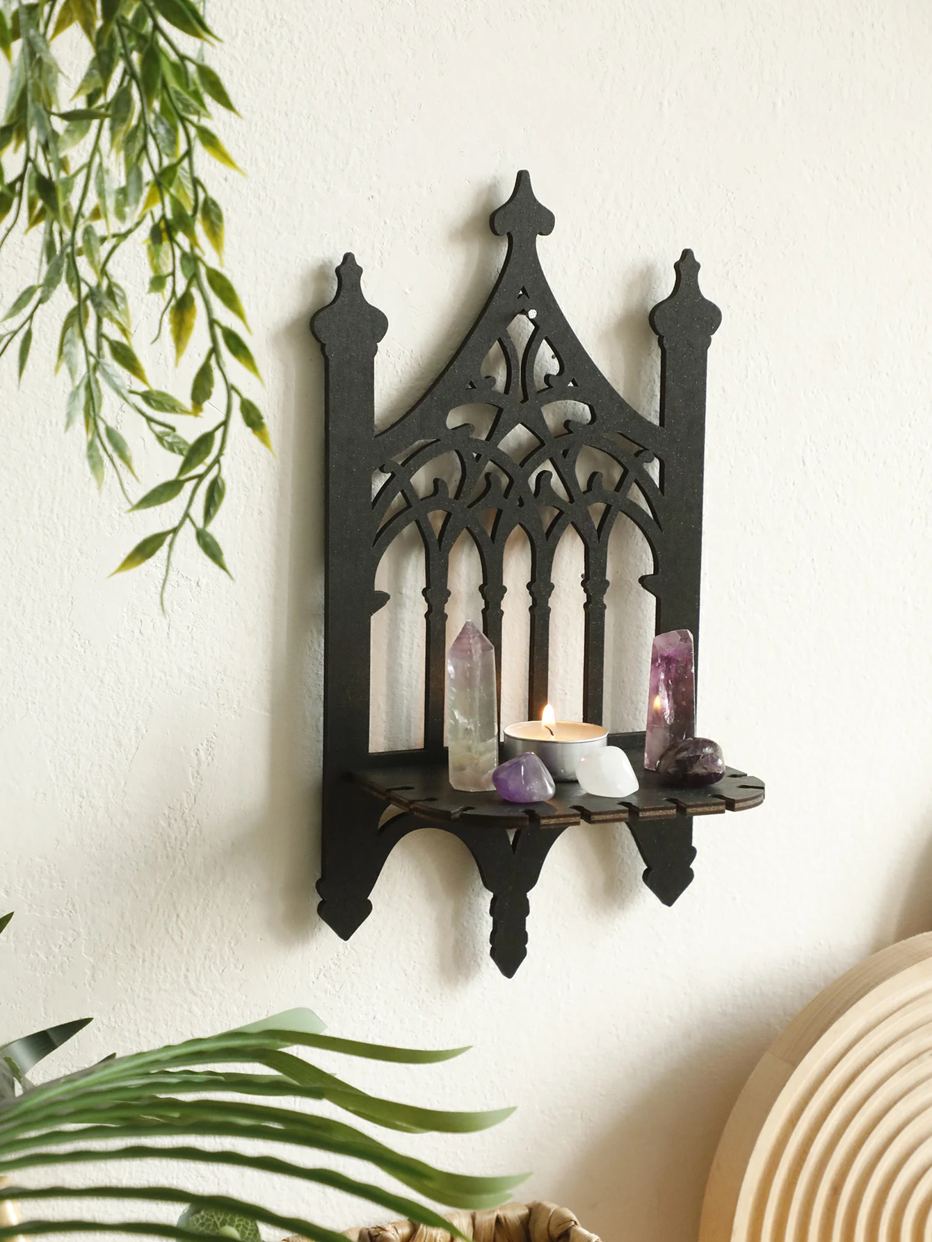 アンティーク 壁掛け レリーフ 木製 ゴスペル ニグロ 黒人 インテリア雑貨 Black Gothic Wooden Shelf Wall Decor Hollow Vintage Fence