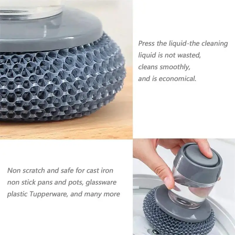 Kitchen Soap Dispensing Palm Brush Multifunctional Pressing