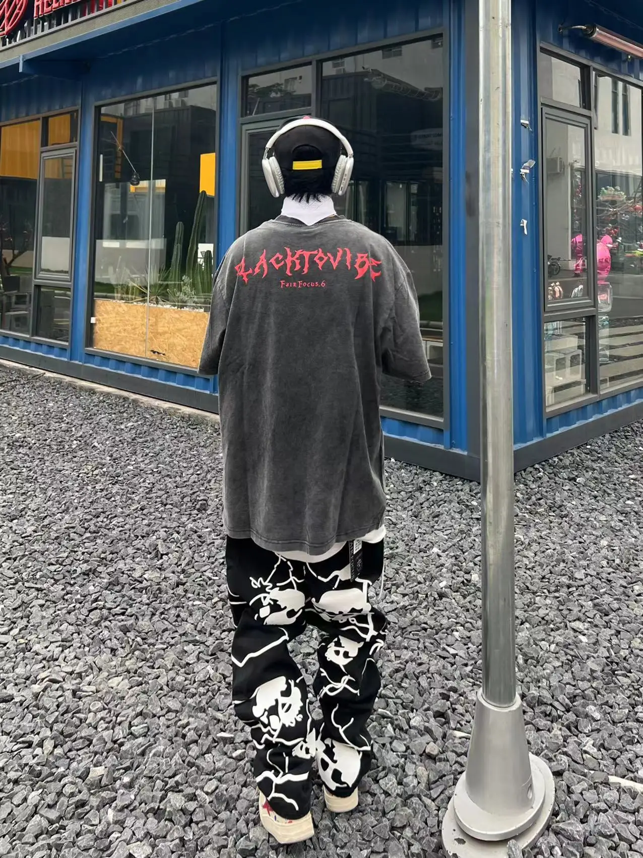 Skull Printed Man Woman Black Jeans Trousers for Men Trends Clothes Pants Men's Punk Trendyol Streetwear Hip Hop Casual Straight