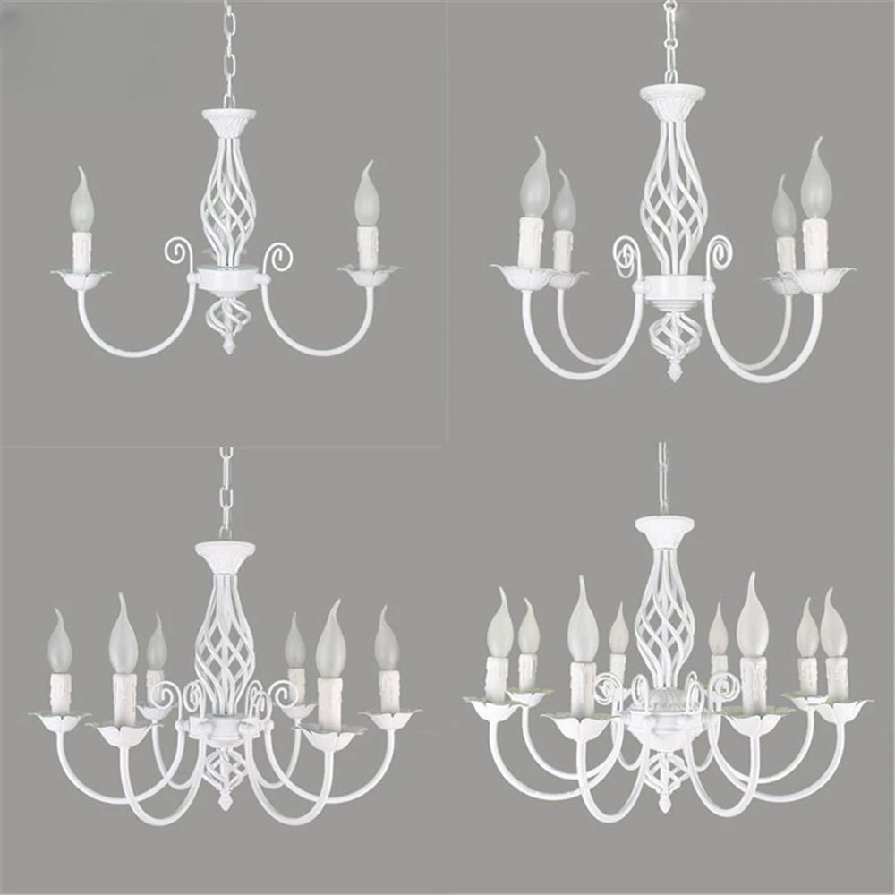 

European style 3 4 6 8 E14 bulbs iron Chandeliers living room white lamps modern Chandelier lighting led lustre lighting lamps