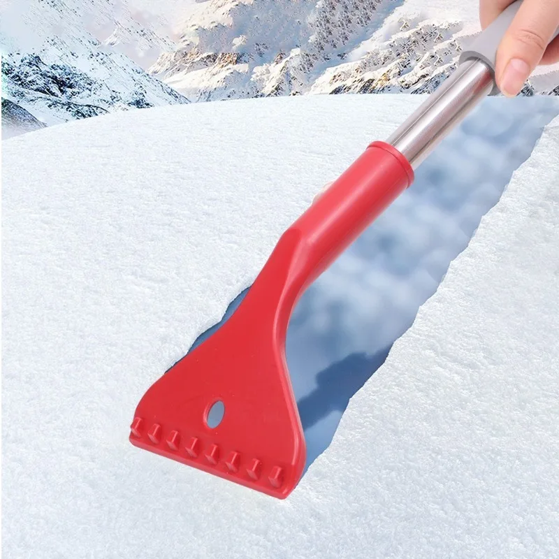 Universal Snow Shovel Brush Telescopic Car Glass Deicing Cleaning Tool 2-in-1 Detachable Snows Ice Scraper Quick Clean Wash Tool