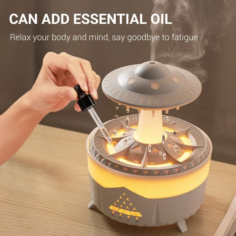 Rain Cloud Humidifier Water Drip with Remote Raindrop Humidifier Rain Cloud Diffuser Mushroon Air Humidifier with Rain Lamp 2