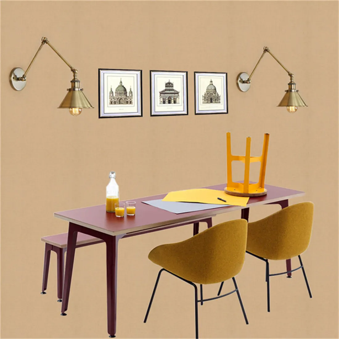 Vintage Bronze E27 Wall Light Antique 2 Swing Arm Adjustable Wall Lamp Bedside Room Bedroom Lamps Arts Arandelas para pared