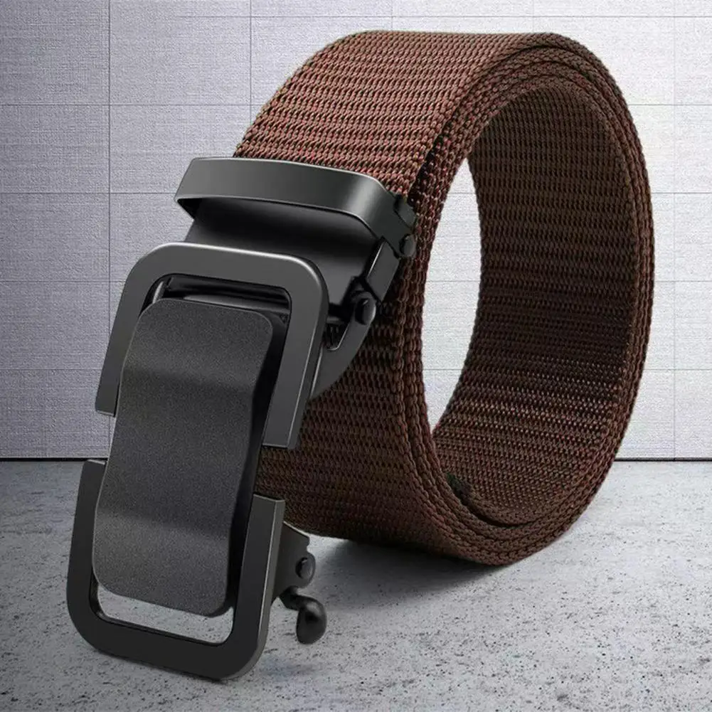 

Elastic Waist Belt High Strength Thicken Canvas Men's Belt with Automatic Buckle for Anti-slip Training Pants Fixation
