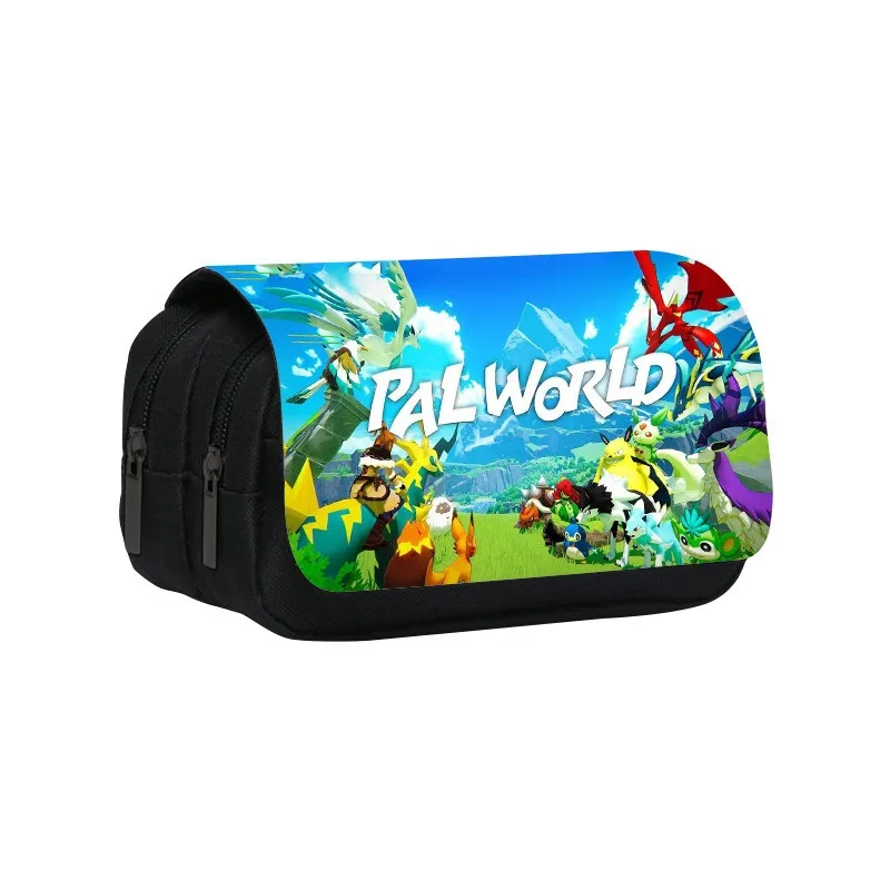 Game Palworld Peripheral Cartoon Printing Pencil Bag Double Layer Large Capacity Student Stationery Pencil Box Birthday Gifts