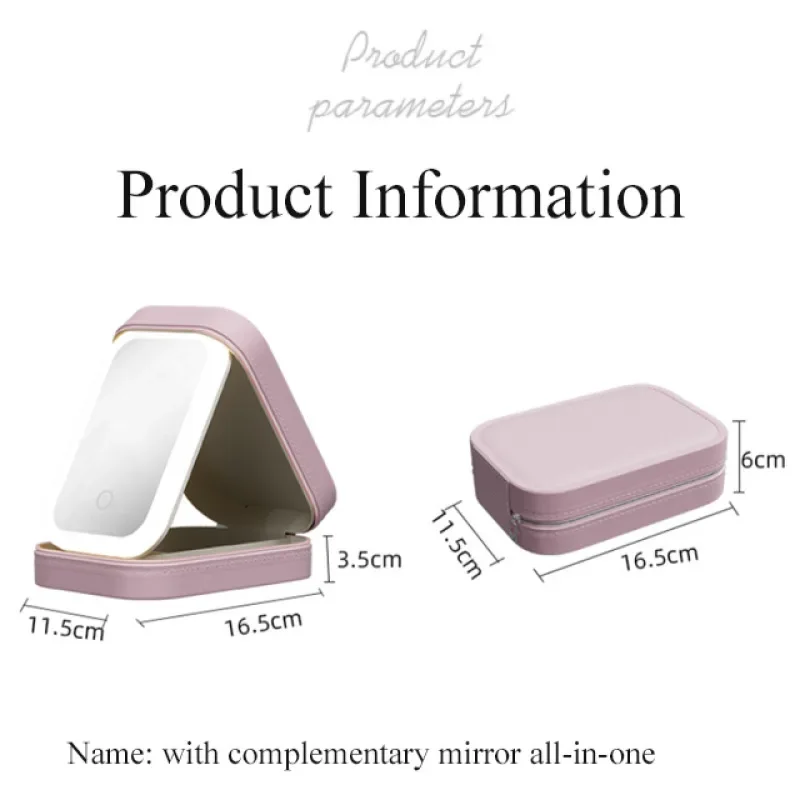 Portable Cosmetics Storage Boxes With Led Light Mirror Waterproof Dustproof Makeup Storage Box Travel Organizer Cases For Women 5
