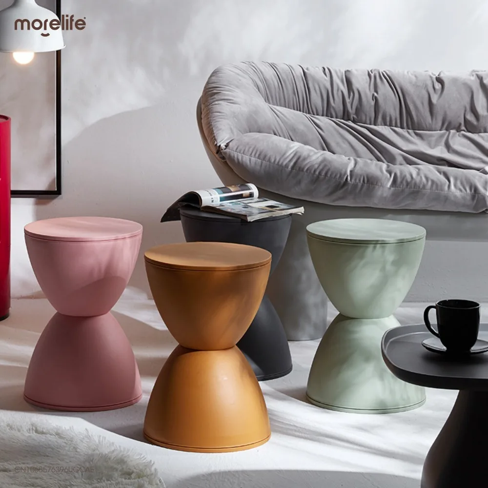 

Nordic Style Footstool Creative Round Tea Table Change Shoes Stool Multi-color Thickened Fashion Thickened Plastic Round Stool